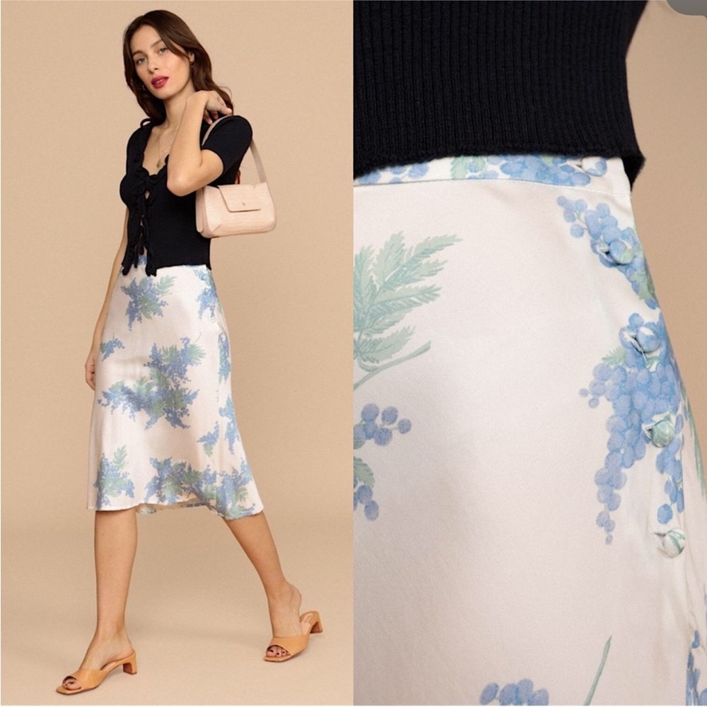 Rouje Carrie Skirt in white blue floral • size 36